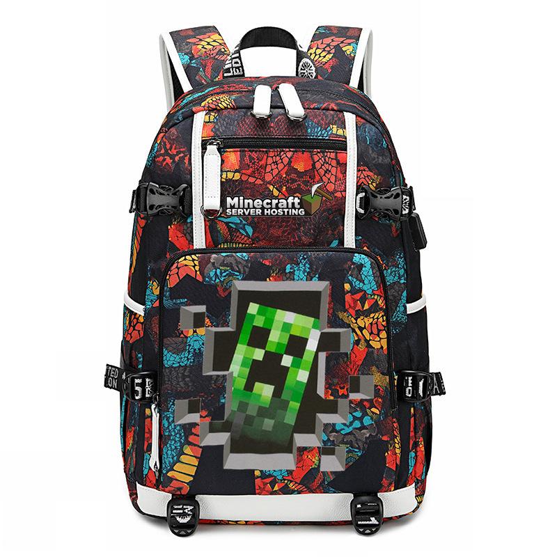 Hot Selling Minecraft Game Peripheral Printed Backpack Outdoor Large Capacity Travel Bag