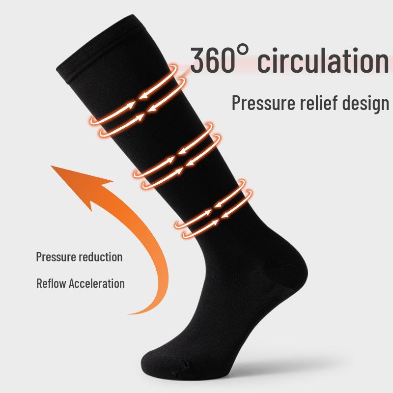 Unisex Elastic Compression Knee-High Socks for Outdoor Cycling, Running, and Fitness