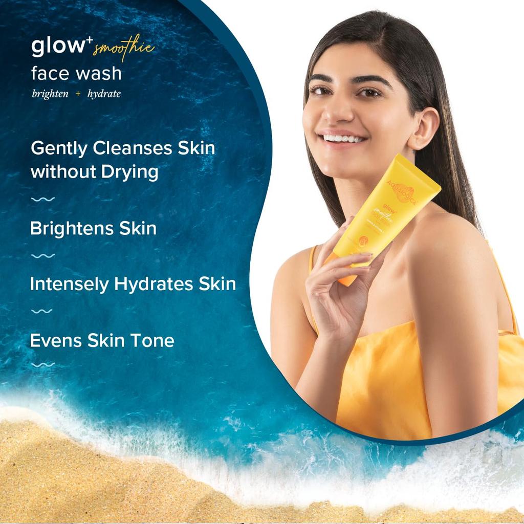 Aqualogica Glow+ Smoothie Face Wash 100ml X Pack of 2 for Glowing, Hydrated Skin and Tan Removal