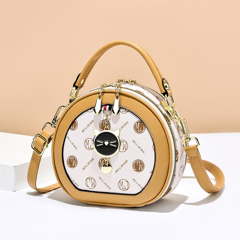 New Women's Round Bag Trendy Version Ladies Crossbody Bag Sweet and Cute Printed Handbag Ladies Luxury Small Round Bags