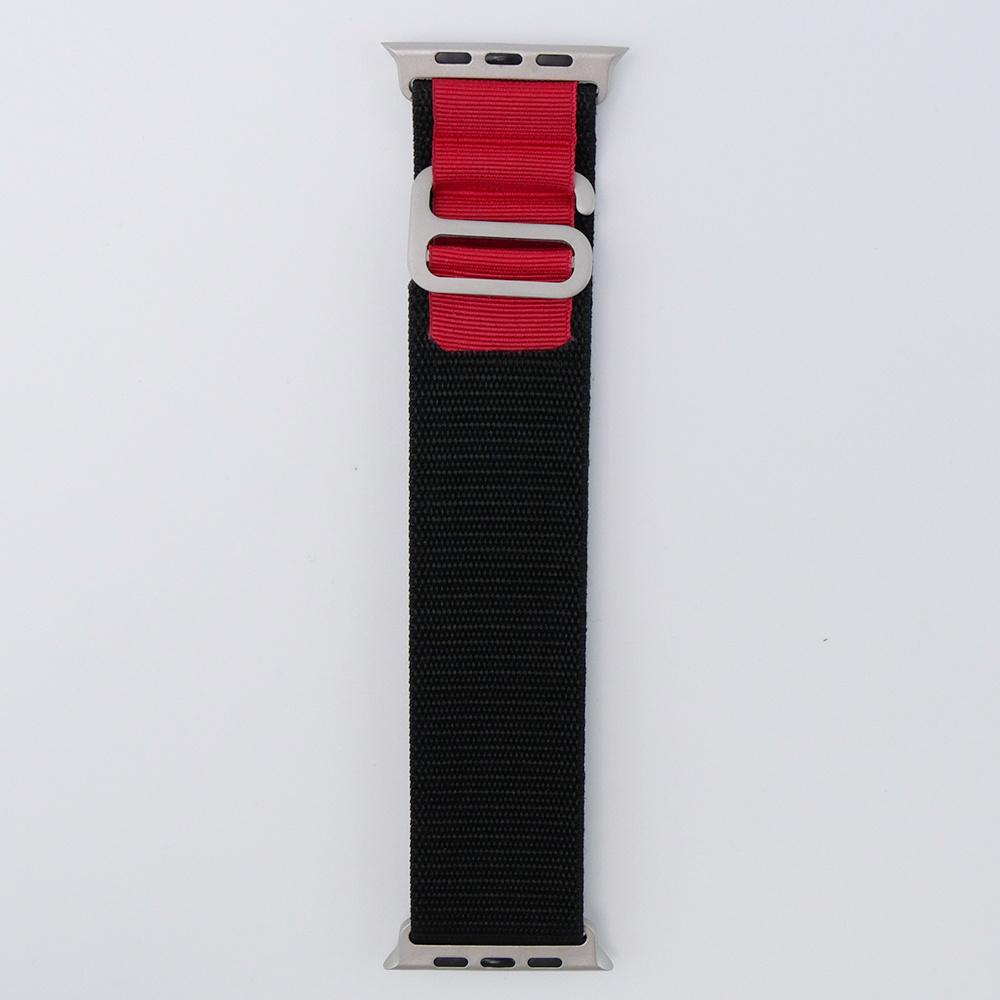 Nylon Strap for Apple Watch 1/2/3/4/5/6/7/8/9/10/11/SE Ultra 1/2/3 42/44/45/46/49mm, Black / Red