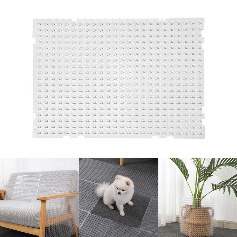 Cat Deterrent Mat with Spikes Clear Plastic Spikes Mat Keep Animal from Scratching Couch Indoor Outdoor Plant