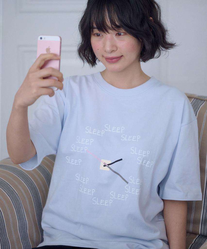 AMBLER Sleep Clock Graphic Short Sleeve T-Shirt As1319 (Blue)