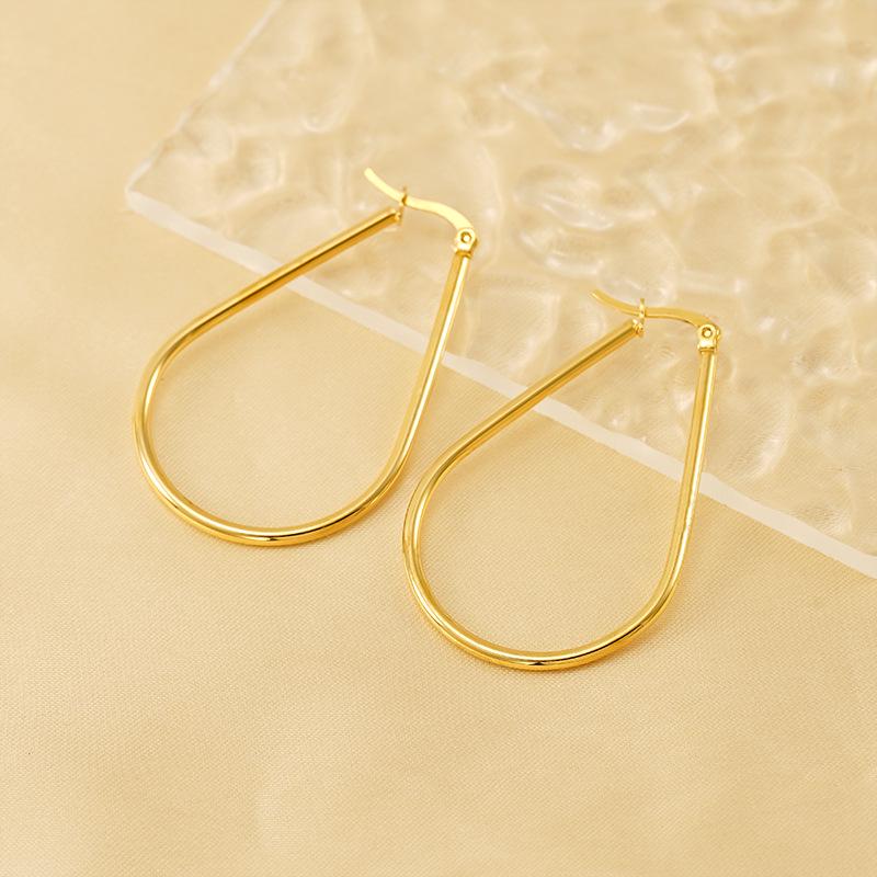 Geometric Water Drop Stainless Steel Earrings: European & American Fashion Trend