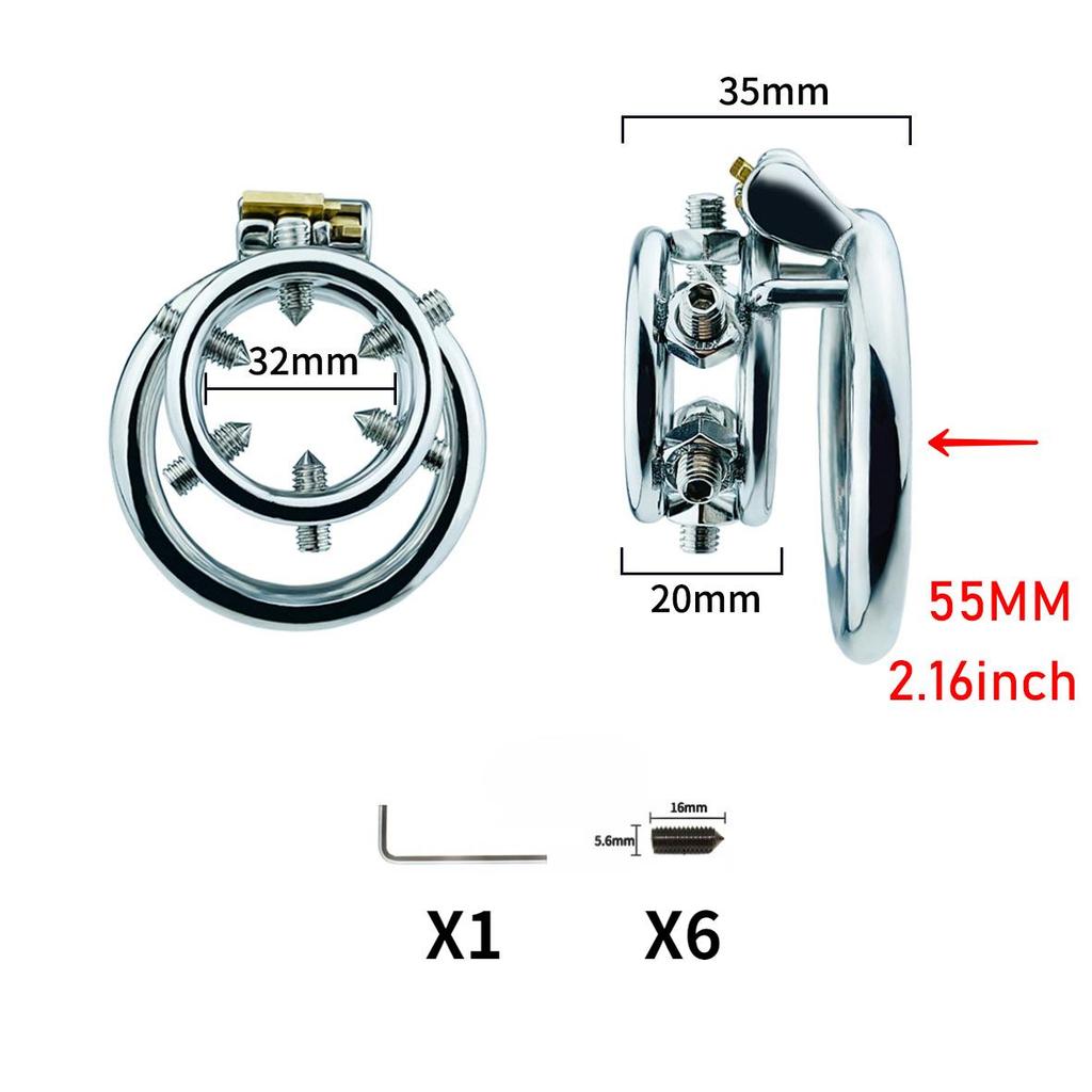 Male CB Lock Chastity Cage with Screw Penis Ring Sex Toys Femdom Stainless Steel Ball Stretcher Cock Cage BDSM
