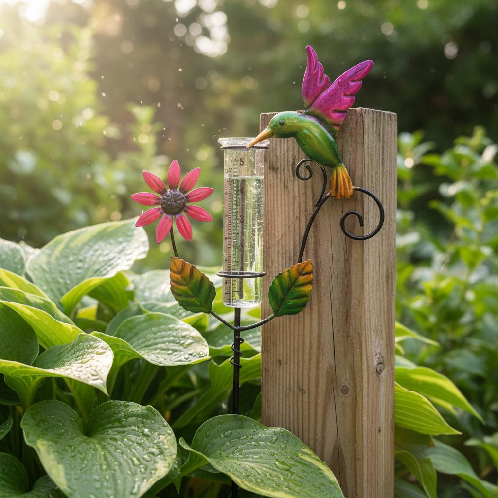 Outdoor Metal Rain Gauge Butterfly Decoration For Garden Yard Measurement Tool With Dragonfly Pattern Weather Resistant