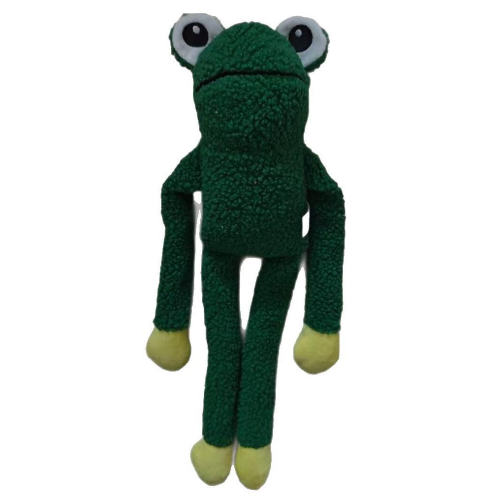 Green Plush Frog Dog Toy with Long Legs and Sound Effect for Fun and Stress Relief