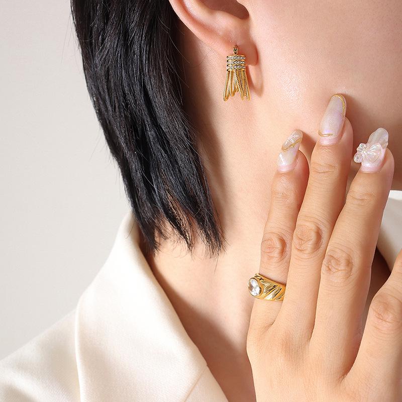 Trendy Hong Kong Style Copper Zirconia Earrings with Niche Design and Colorfast Ear Backs