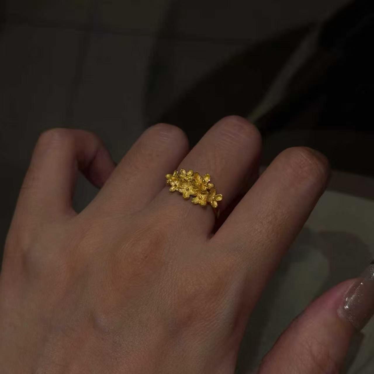 Vintage Osmanthus Flower Ring: Autumn-Winter Style, Fresh and Simple for Women