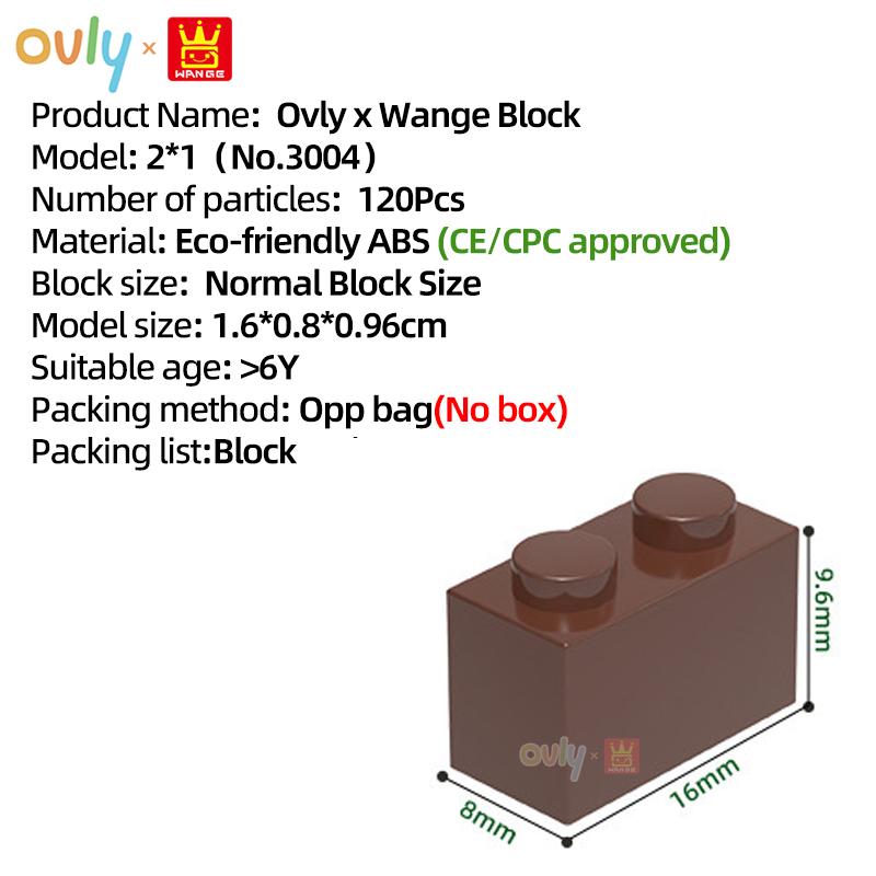 WANGE 2*1 Bausteine 120 Stück Kleine Kompatible Steine 2-Loch Hohe Elemente Zubehör MOC DIY Bulk Kinderspielzeug Nr.3004