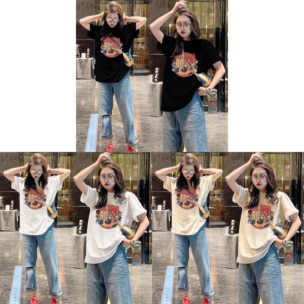 Streetwear T Shirt For Women With Cotton Fabric And Vintage Print For Casual Spring Summer Wear