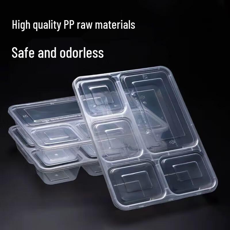 Deshangyuan Disposable 4-Compartment Meal Prep Containers with Lids