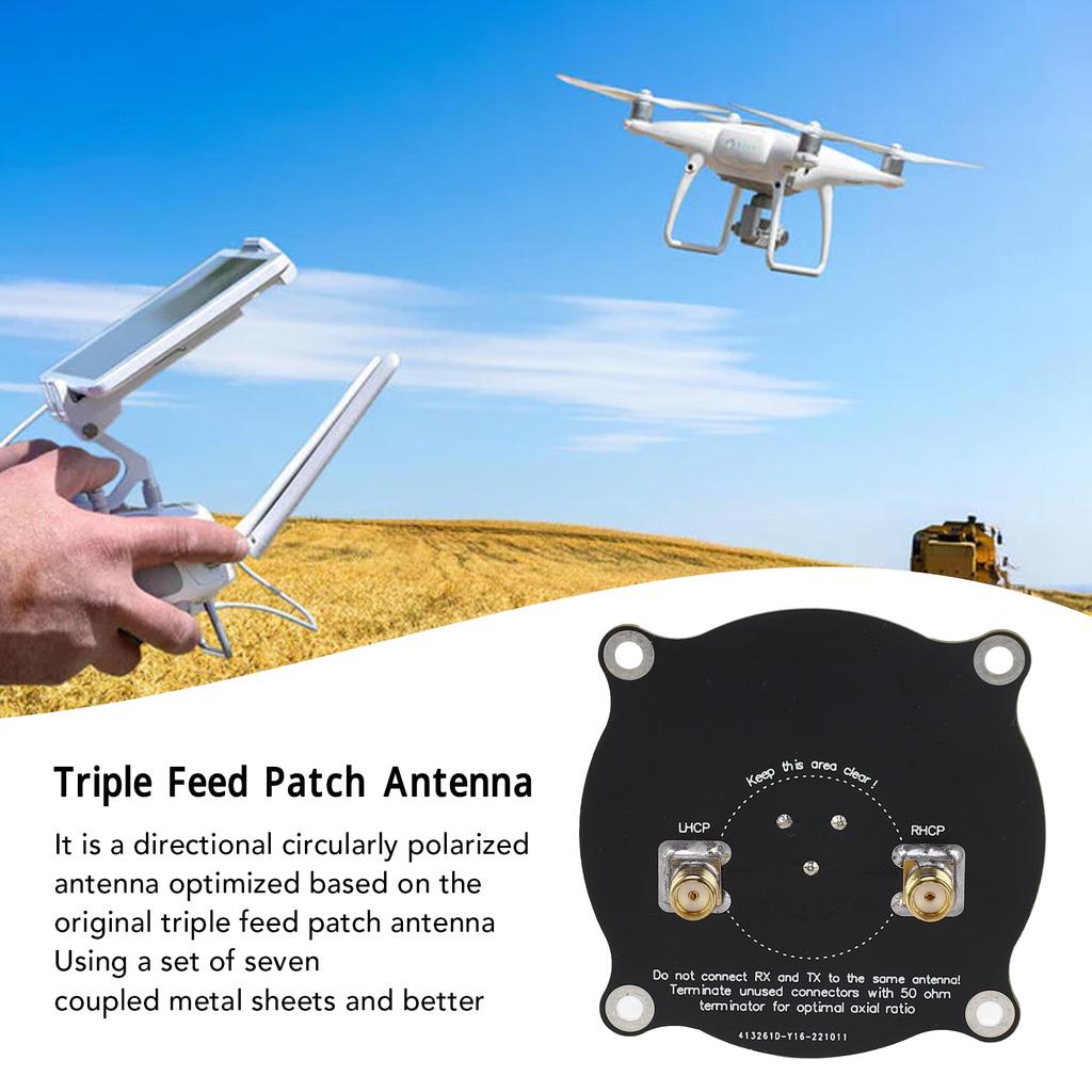 5.8GHz Triple Feed Patch Antenna 9.4dBi High Accuracy Directional Circularly Polarized Antenna for FPV Racing Drone