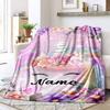 Unicorn Closed Eyes Style Customize Your Name Outdoor Blanket Suitable For All Seasons Comfortable And Warm Soft Blanket Suitable For Travel Gifts For