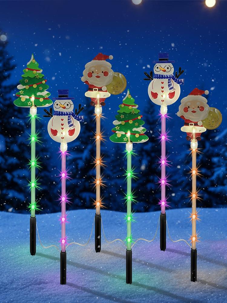 6-Pack Moving Christmas Lights Solar Christmas Garden Stake Lights Outdoor Yard Lights for Garden Decorations Lawn Pathway Patio
