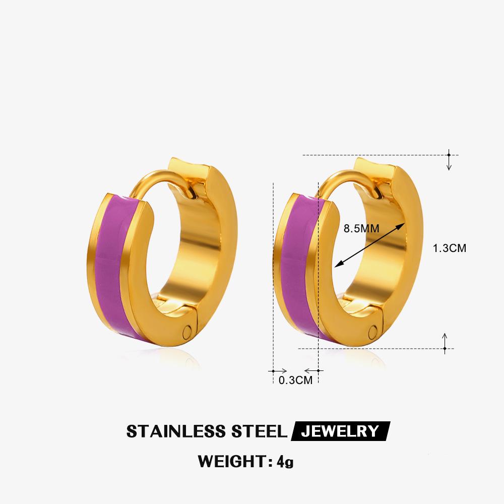 CARLIDANA Premium Ins Style 18K Gold Plated Mini Hoop Earrings Non-fading Stainless Steel Enamel Earrings For Ladies Women