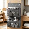 Closet Versatile Gray Wall-Mounted Storage Organizer Multi-Compartment Fabric Hanging Bag with Viewing Window Hooks for Office