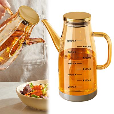 Ölspenderflasche aus Glas mit tropffreiem Ausguss, 600/800/1000 ml, Öltopf mit großem Fassungsvermögen für Essig, Sojasauce, Küchengeräte in Lebensmittelqualität