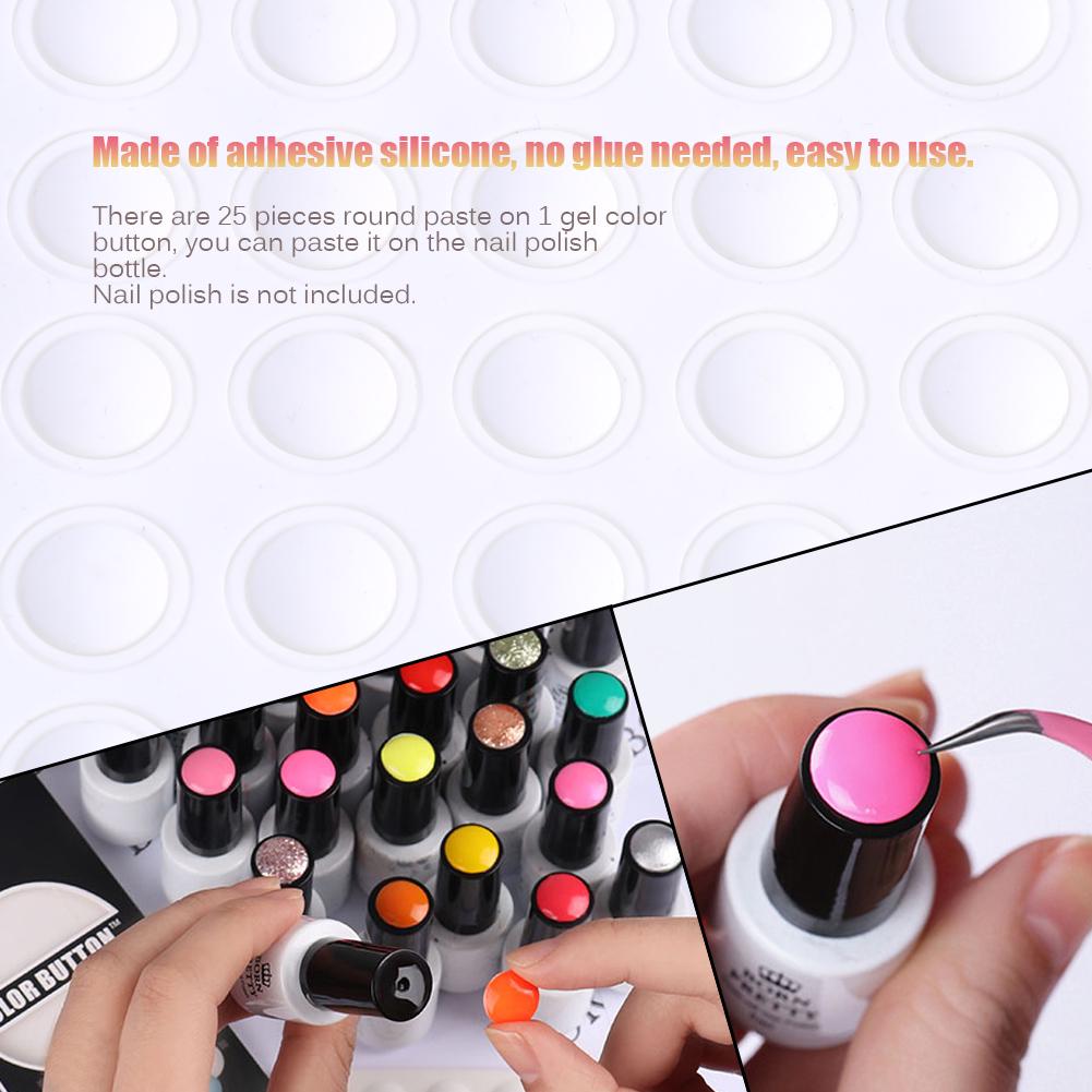 1 x 25Pcs Nail Color Button UV Gel Polish Display Label Sticker Adhesive Paster