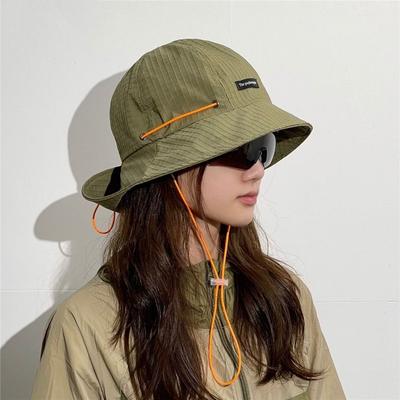 Neck-protecting Summer Drawstring Bucket Cap Adjustable Outdoor Sun Hat Casual Sun Protection Hat