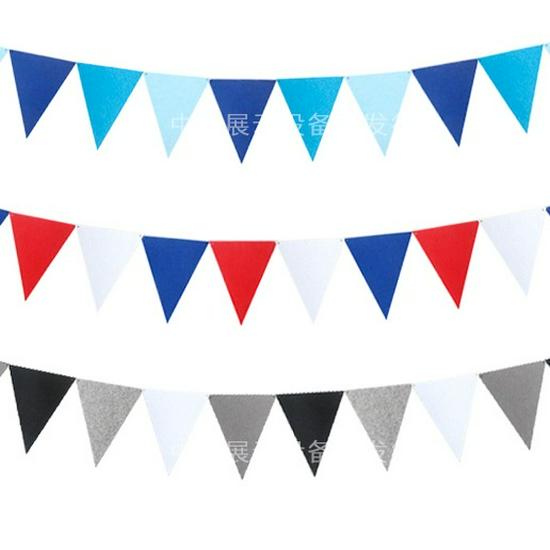 Triangle Flag Bunting for Kindergarten Decoration - Children's Room & Birthday Party Decor with Girlish Heart Design