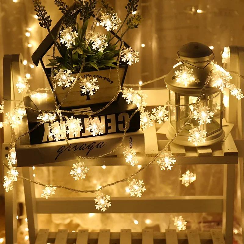 6/10m LED Snowflake String USB/Battery Fairy Light String Festive Party Decorative Lights Christmas Tree Decorative Lights