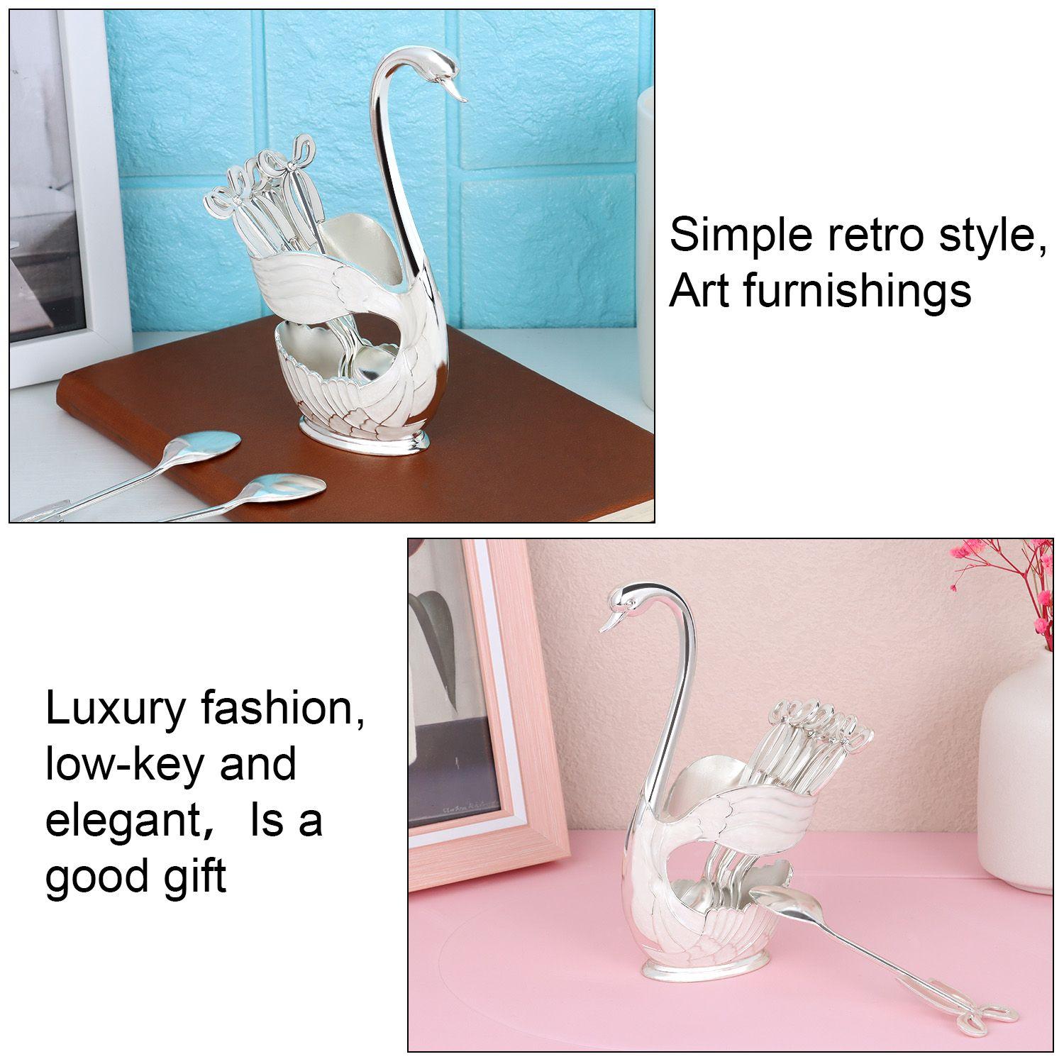 

Swan Base Holder Metal Coffee Spoon Set Fruit Spoon Metal Swan Coffee Spoon Set Coffee Spoon Set серебряный