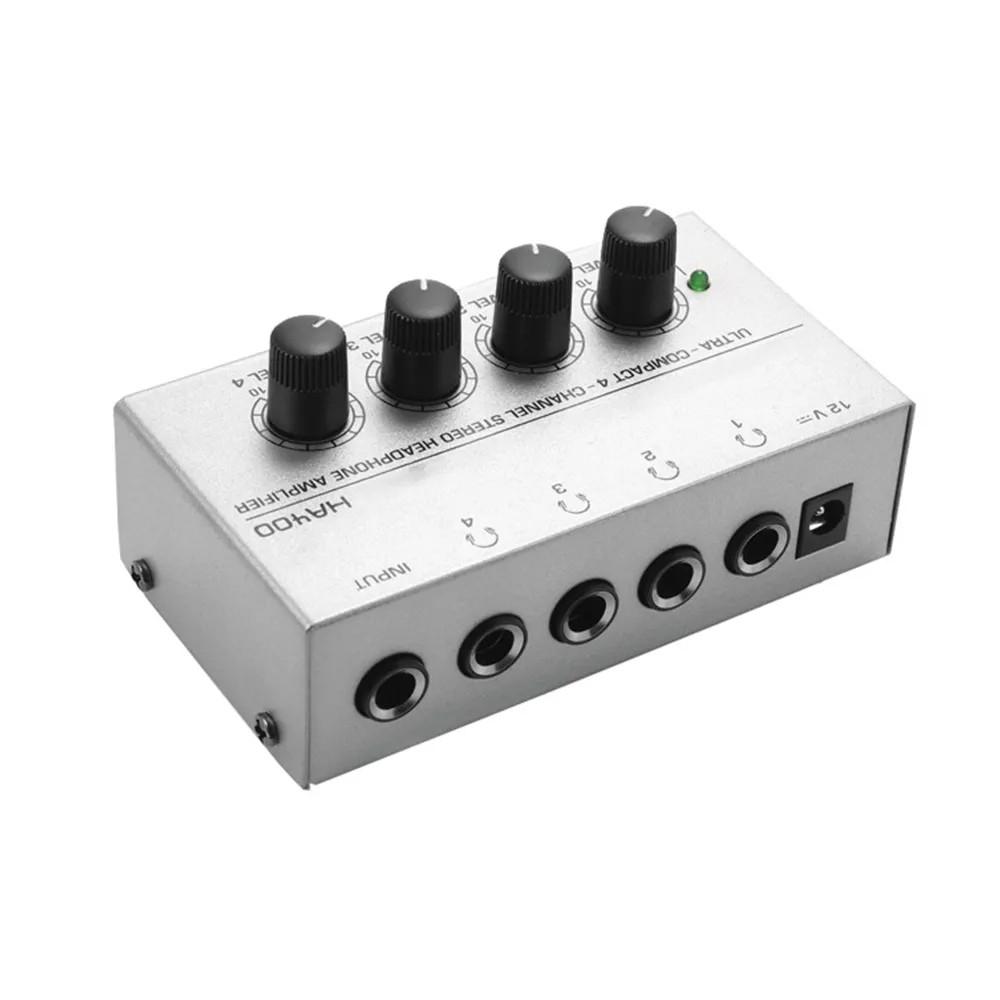 4 Channels Mini Headphone Amplifier HA400 Ultra-Compact Stereo Audio Amplifier 10MHz Earphone Amp for Music