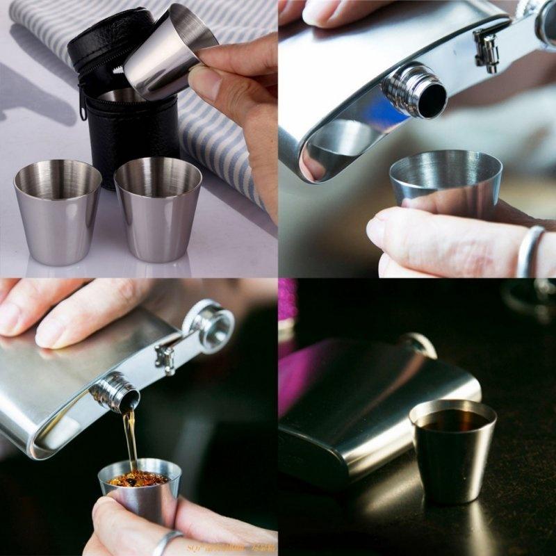 30ml Stainless Steel Outdoor Travel Camping Cup Drinking Mug Beer Tea Coffee Bag Travel Set