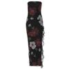 Ladies' Printed Lace Chest Wrapped Open Back Split Dress