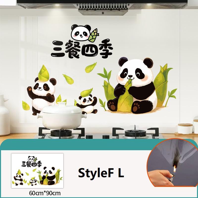Küche Selbstklebende Ölbeständige Wandaufkleber Niedlicher Panda-Druck Öl Rauch Beständig Fliesenaufkleber Beweis Wasserdichte Tapete