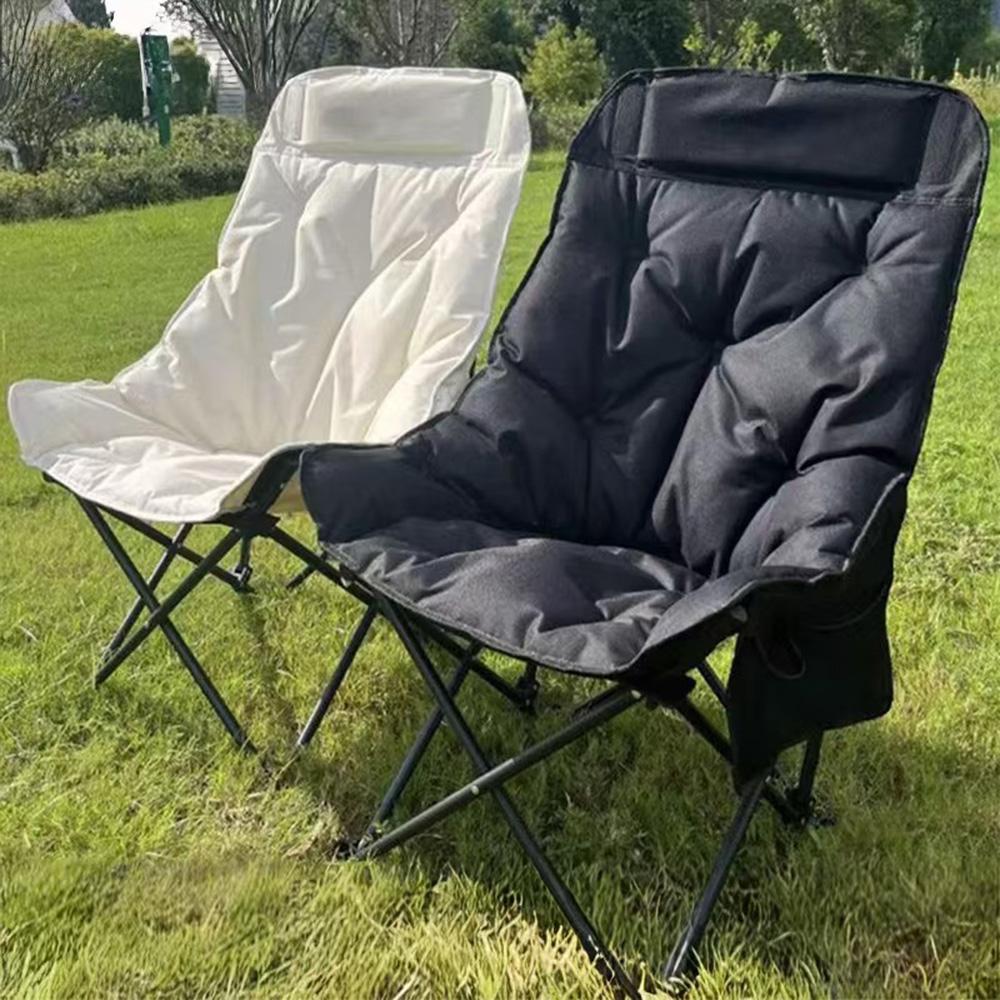 Padded Comfy Folding Camping Chair High-Back Adjustable Moon Chair Supports 550lbs for Camping & Outdoor Sketching, Hiking