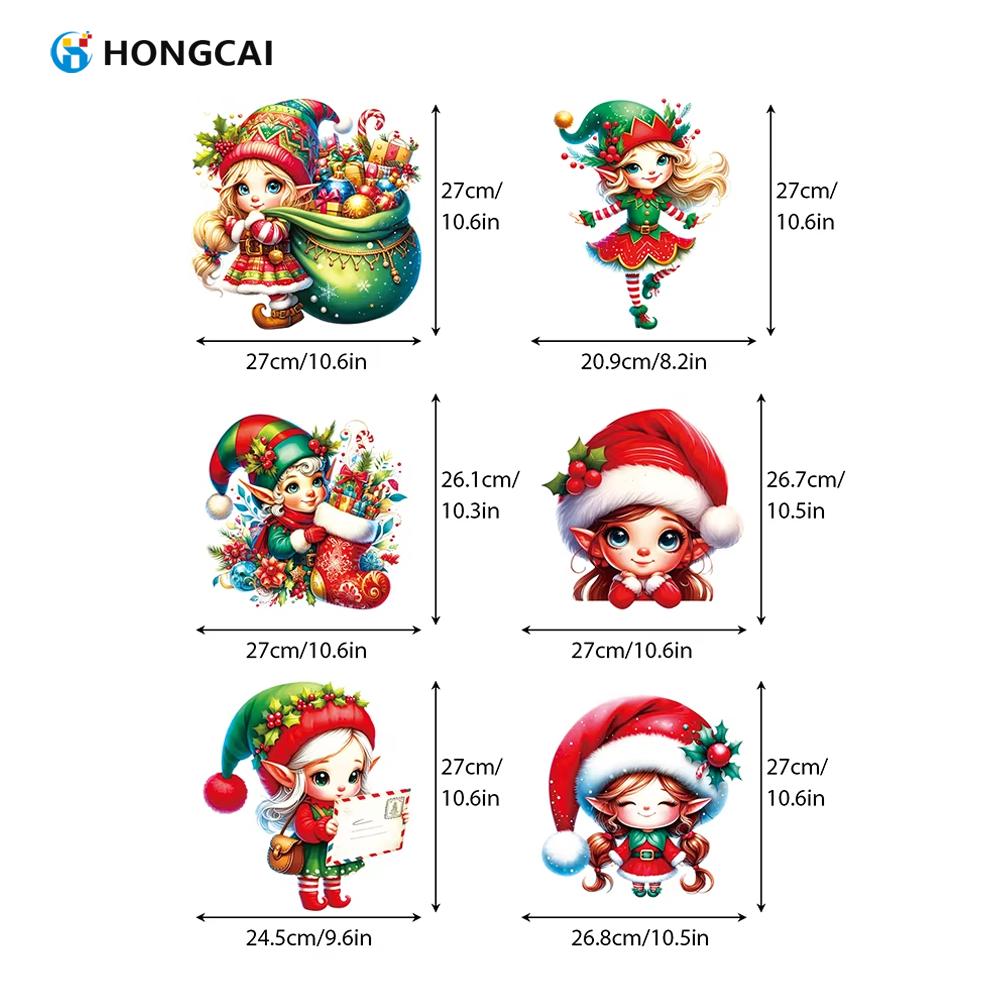 Hongcai 2024 Christmas Fairy Girl Heat Transfer Vinyl DTF Printed Sticker Ready Press Design for Wear Heat Press Paper Film