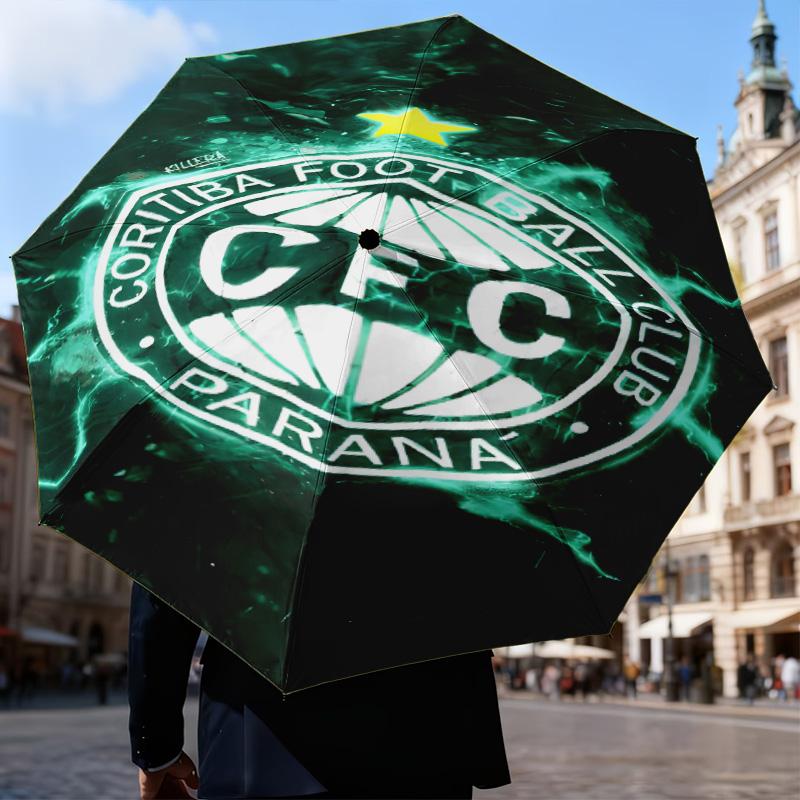 1PC Cori-tiba Football Club Crest Printed Umbrella Folding umbrella, automatic umbrella 8-Frame for Travel, camping Fan gifts Christmas Gifts