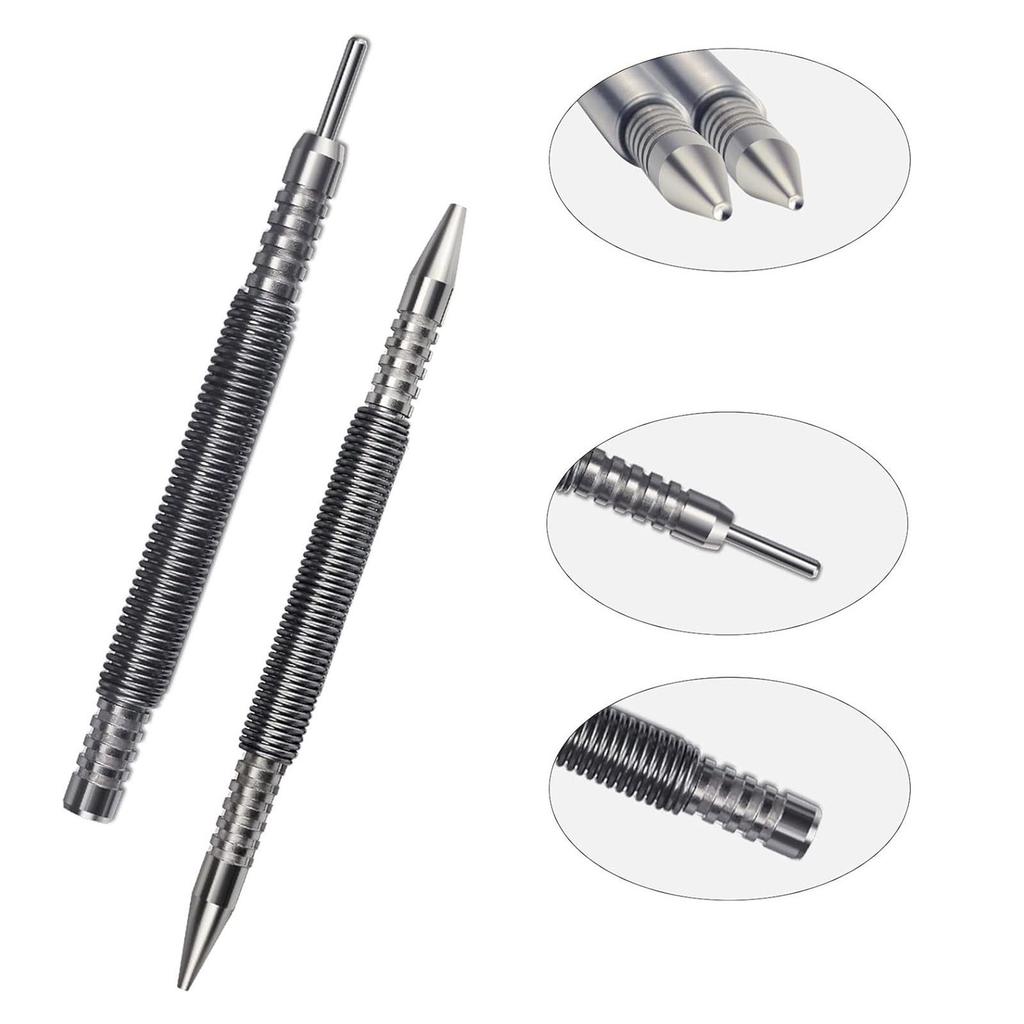 Dubbelhuvudad spikslagare och gångjärnsstiftstansset Lagerstål Fjäderspikslagare för trä, metall, plast Fjäderspikslagare Centerpunch