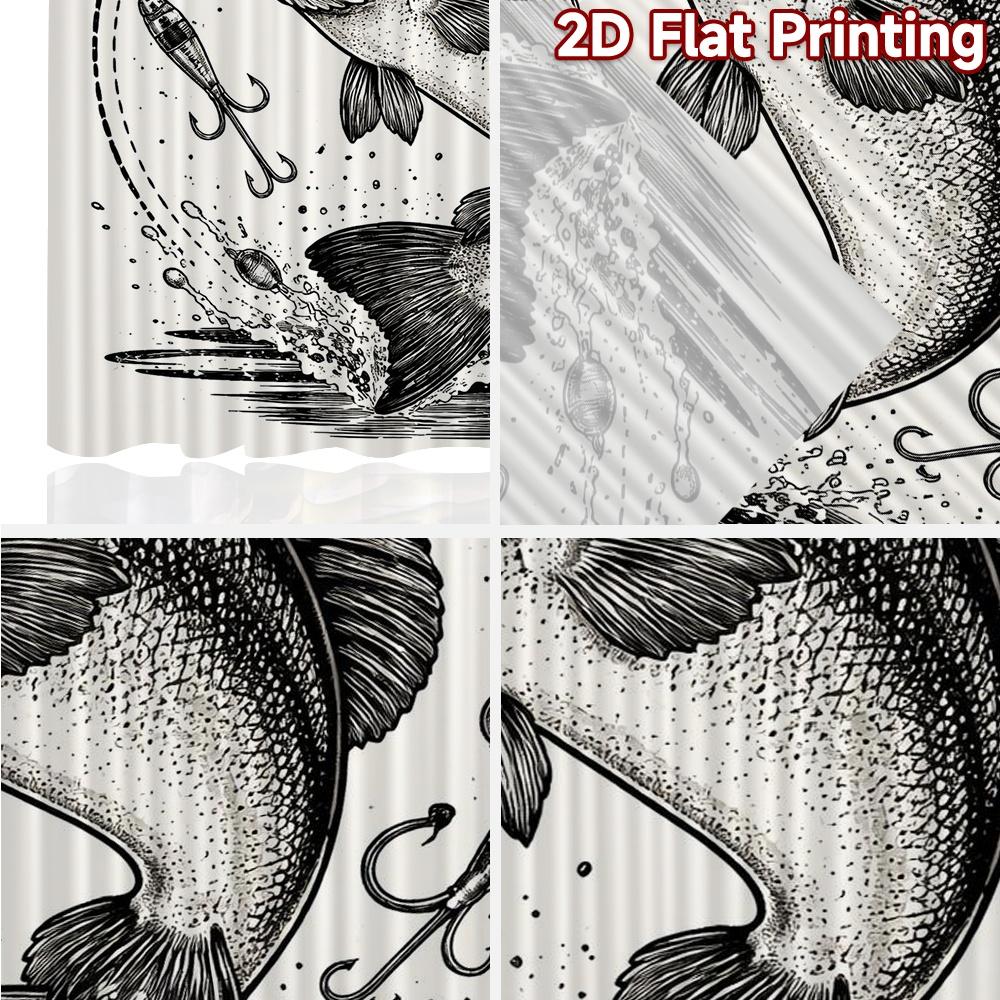 2D FLAT PRINTING 2pcs Curtains (Without Rod) Jumping Bass Illustration Light Filtering Popular Curtains Polyester Easy Install