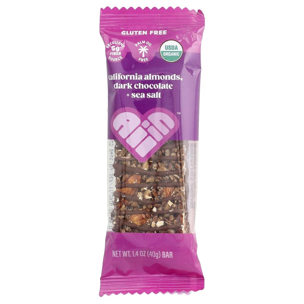 All In, Nut & Seed Bar, California Almonds, Dark Chocolate + Sea Salt, 6 Bars, 40g (1.4oz) Each