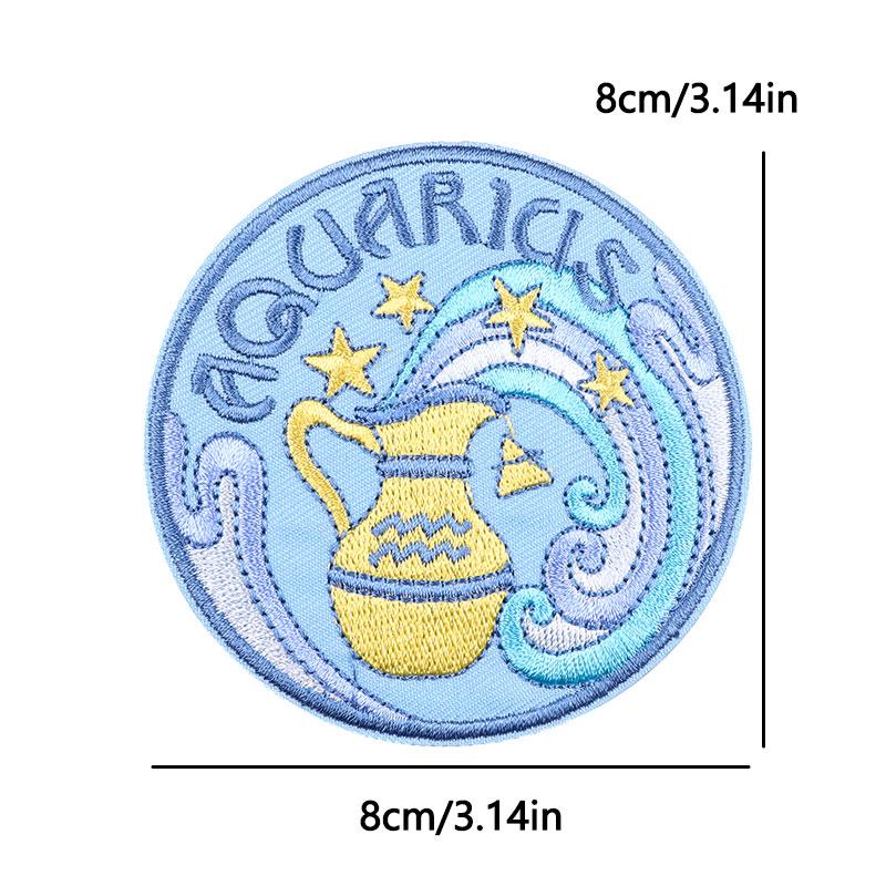 12 Zodiac Signs Embroidery Patch Iron On Patches Complete Set Horoscope Constellation Design for Jacket Backpack Daily Decor