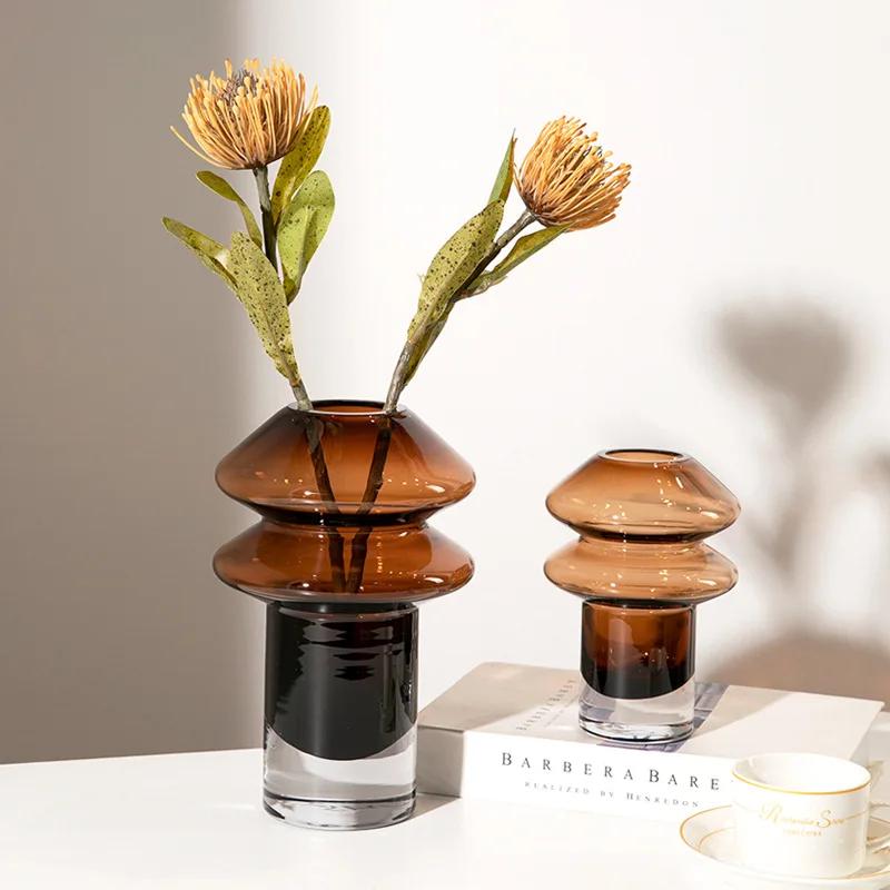 Glass Vase Transparent Mushroom Shape Flower Vase Hydroponics Terrarium Floral Arrangement Home Decoration Accessories