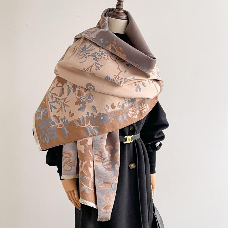 Women S Chinese Landscape Faux Cashmere Scarf Warm Versatile Shawl