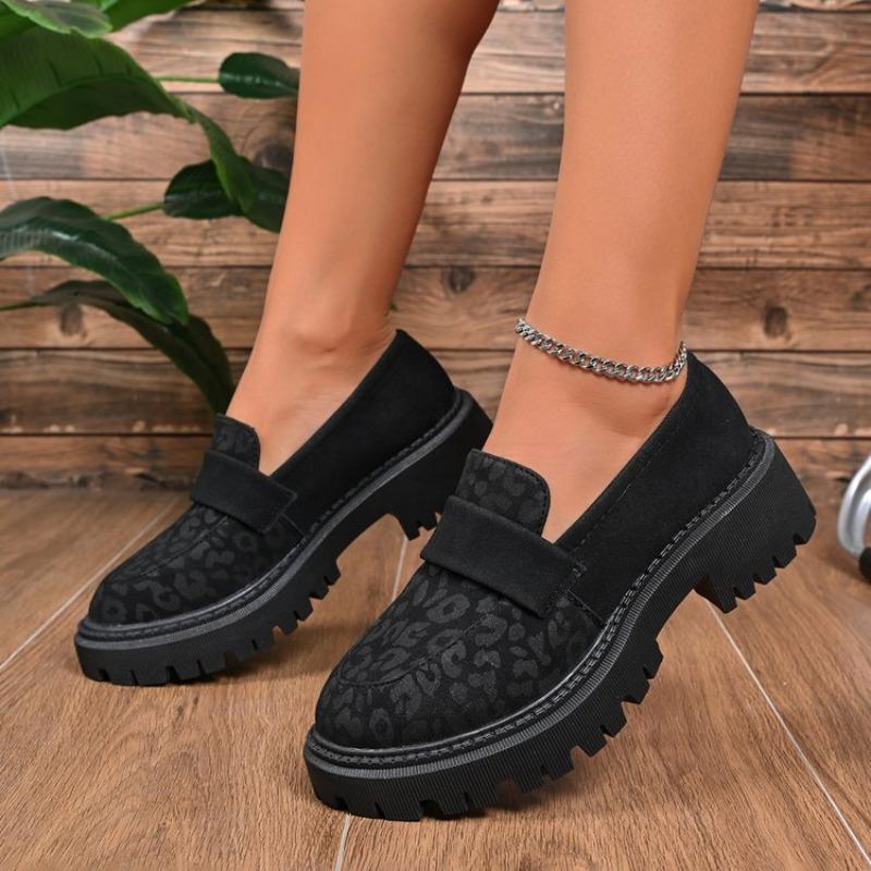 Leather Shoes for Women Fashion Leopard Platform Shoes Women Slip on Loafers High Quality Soft Sole Women Shoe Big Size 2025 New