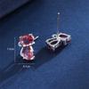 Rainbow Zircon Cute Green Small Cat Stud Earrings For Women Gold Silver Animal Ear Studs Wedding Jewelry Mother's Day Gift