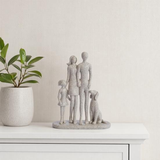 Modern Abstract Couple with Dog Resin Figurine, Romantic Man and Woman Statue Sculpture, Home Decor for Living Room Bedroom Office