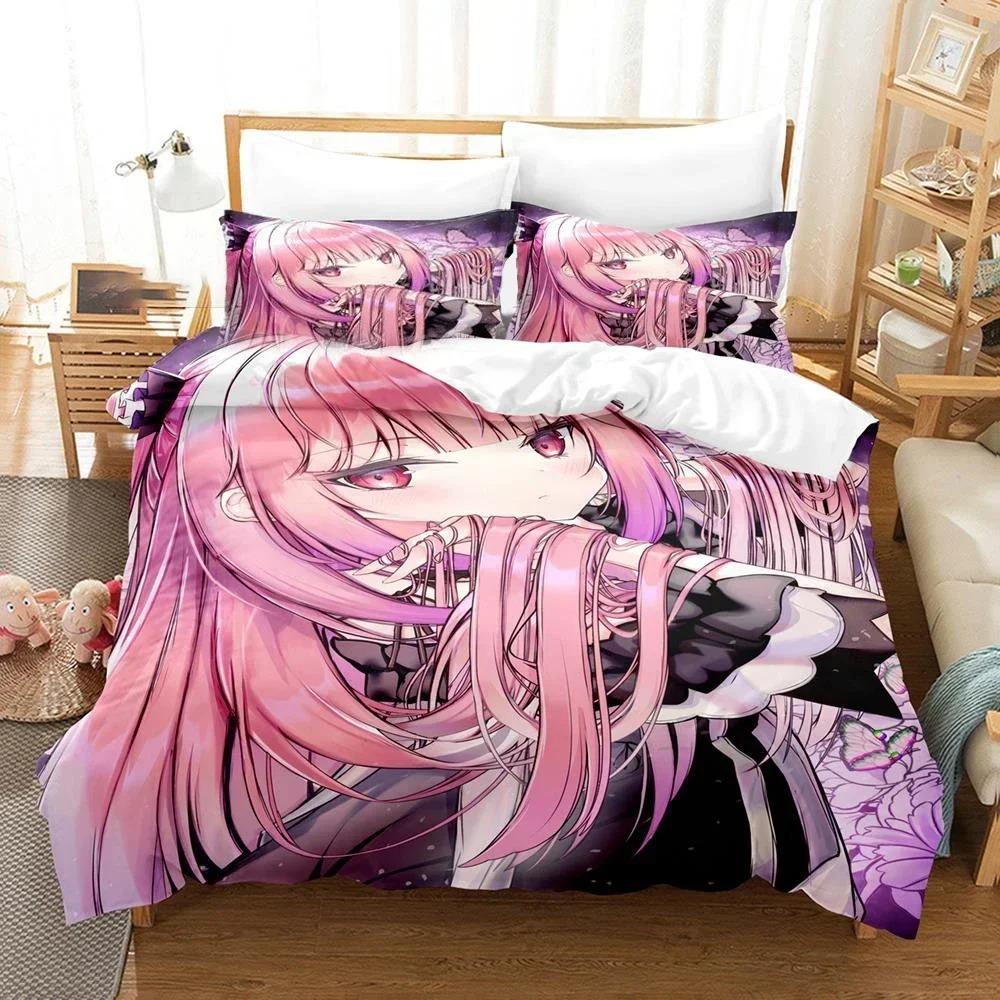 Comforter 3D Print Uruha Rushia Hololive Butterfly Girl Bedding Set Bedroom Soft Modern S Comefortable