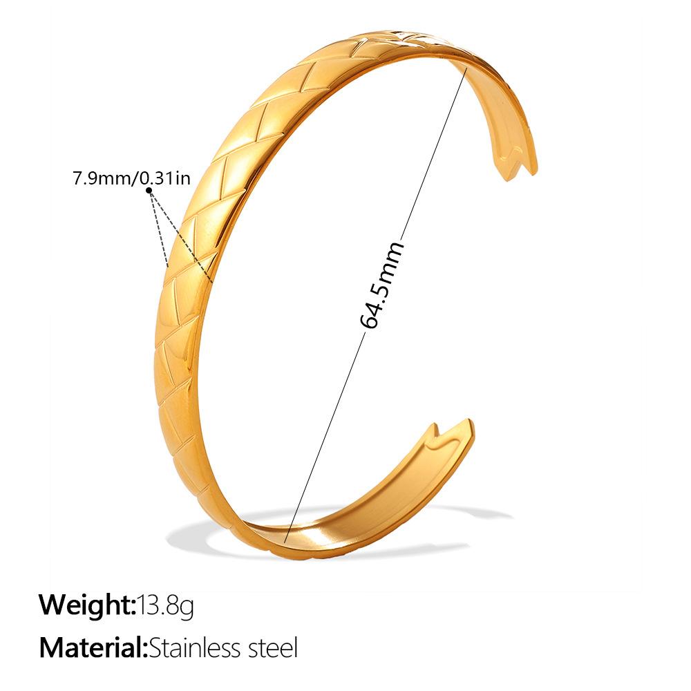 CELES Fashionable Multi Style Gold Bracelet with Woven Texture and Diamond Inlaid Opening Adjustable Bracelet