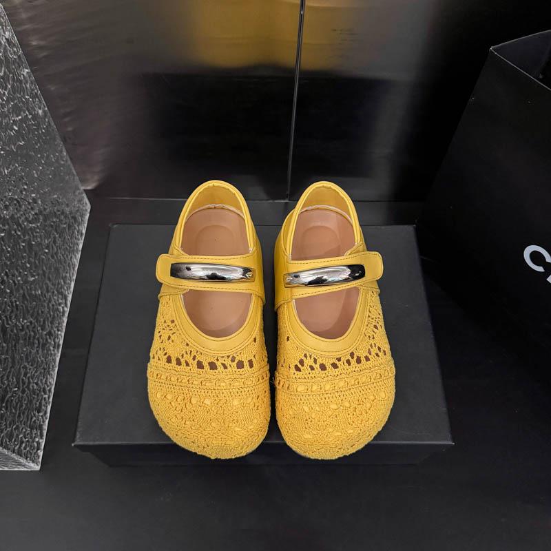 

Маленькое увеличение внутренней высоты тканые дышащие туфли Boken женские 2025 новые серия Mori с юбкой французские красивые сандалии 35 жёлтый