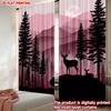 2D flat printing 2pcs Happy Valentine's Day Party Curtain Night elk Digital Printed Polyester Drapes Party Decorations for