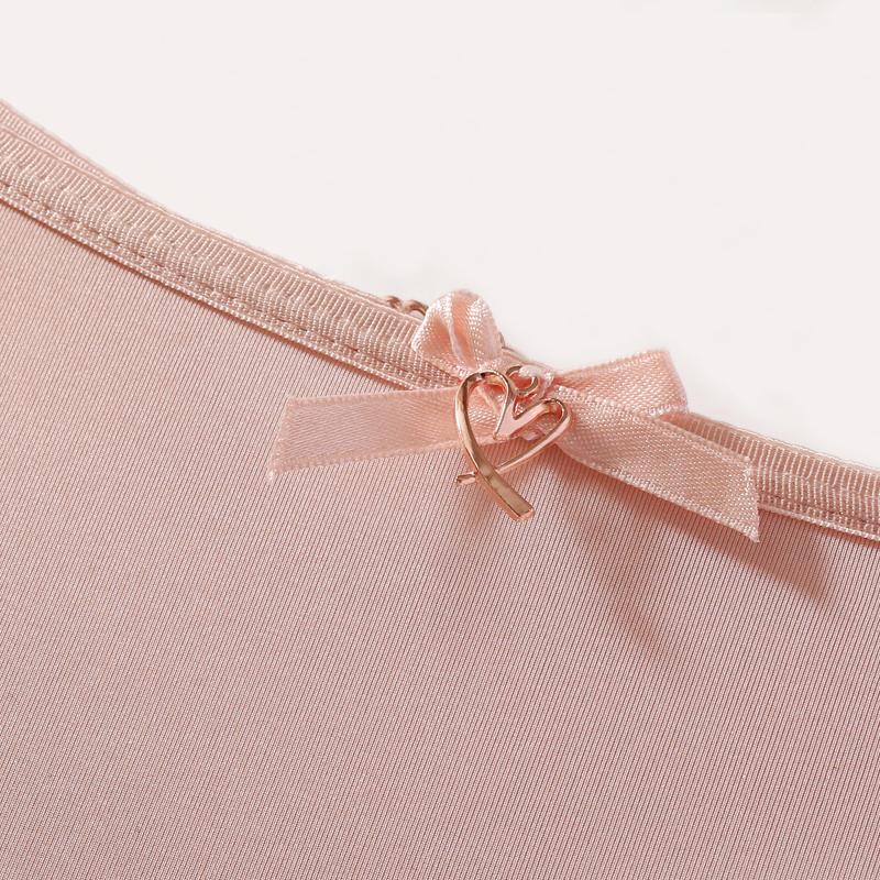 TERMEZY Ladies' Sexy Ice Silk Patchwork Panties Heart‑Shaped Buckle Cutout Lace Underpant Thin Breathable Solid Color Hipster Briefs