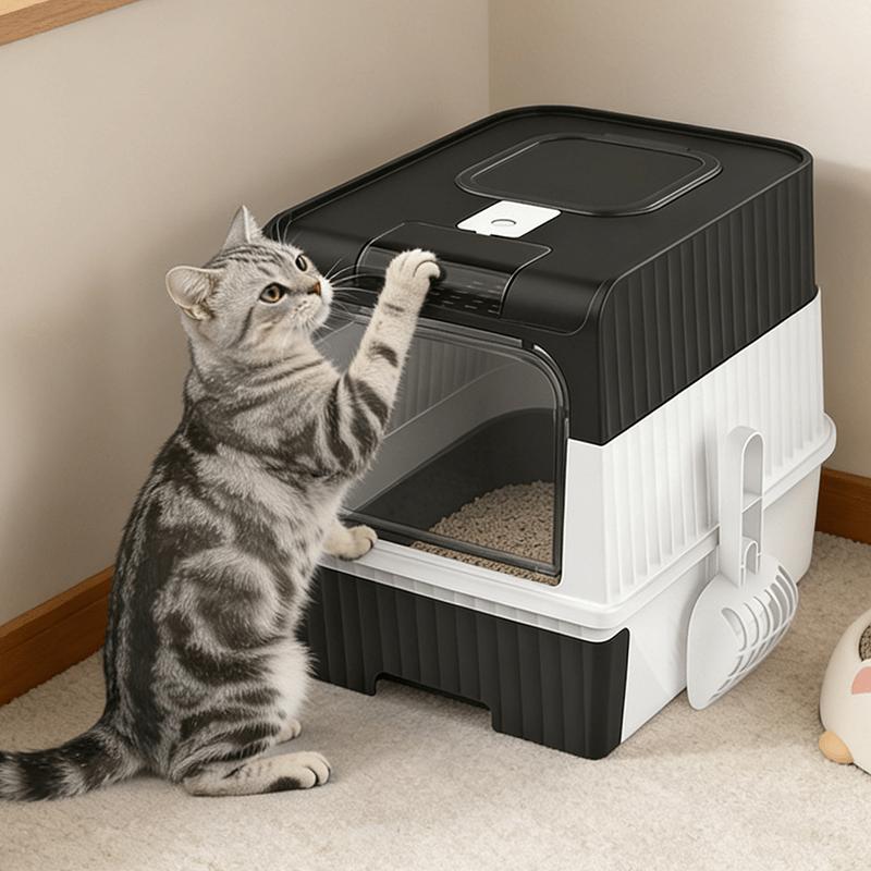 

Large Fully Enclosed Cat Litter Box with Lid Easy to Clean, Odourless, Extra Large Size Suitable for Households with Cats чёрный