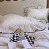 French Large Lace Cotton & Linen 4-Piece Set: Soft, Skin-Friendly Solid Color Bedding with Fitted Sheet